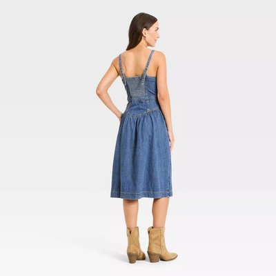Women Sleeveless Corset Denim Midi Dress - Universal Thread