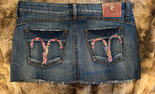 Anima Gemella Damen Denim Minirock Blau mit P...