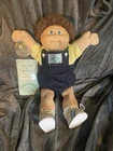 Cabbage Patch Kids 1983 Early Tag Brown Fuzzy Boy W Blue Eyes Doll Papers Tag