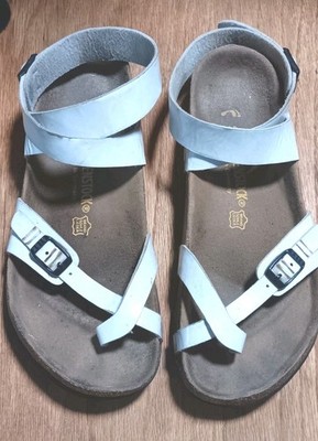 Birkenstock Yara Sandals Womens 40 US White Habana Leather Ankle