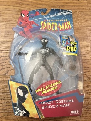 HASBRO SPECTACULAR SPIDER-MAN BLACK COSTUME ACTION FIGURE WALL-STICKING WEBLINE