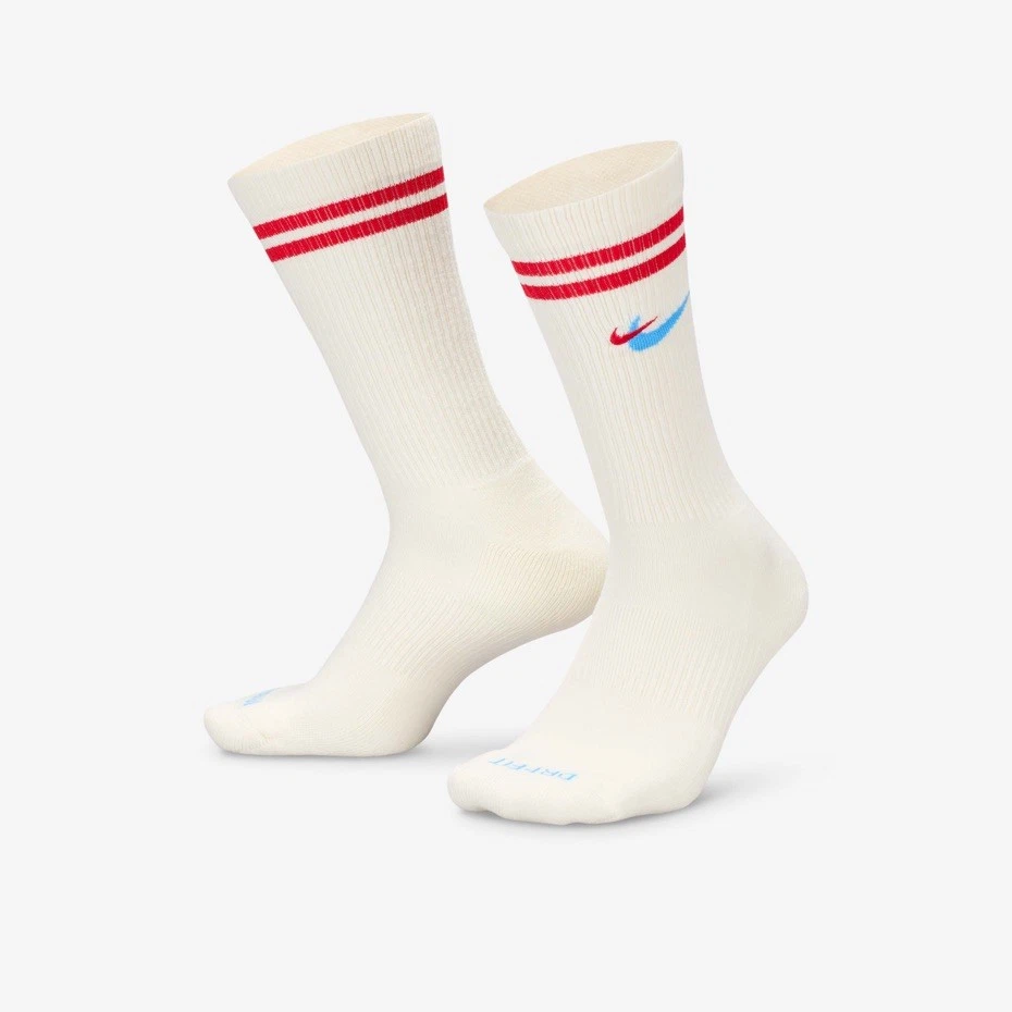 NIKE Mens 11-14.5 Everyday Plus CUSHIONED CREW SOCKS Sail Red Blue DQ9165-133