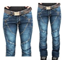 Jeans moto donna Oj J145 Muscle Lady blu tecnici con protezioni 