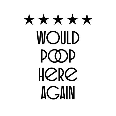 Review Sign 5 Stars Would Poop Here Again Funny Bathroom Canvas Poster Print