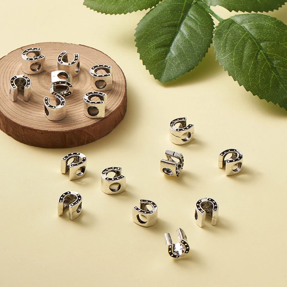 20x Tibetan Alloy Horseshoe European Beads Large Hole Charms Silver Craft 10.5mm - Image 4 of 4