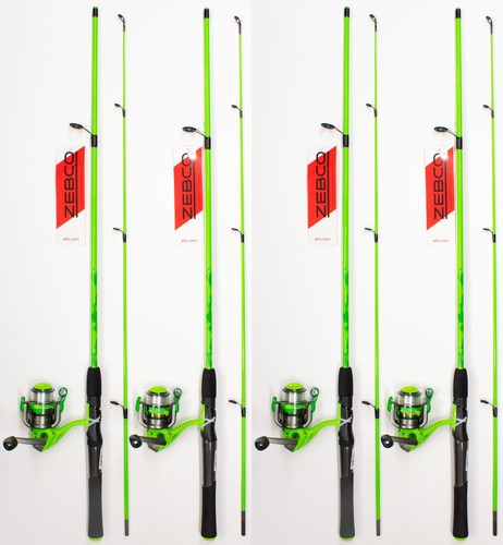 (LOT OF 4) ZEBCO SPLASH SPLGR20602ML 6' MEDIUM LIGHT 2PC SPINNING COMBO 21-37618