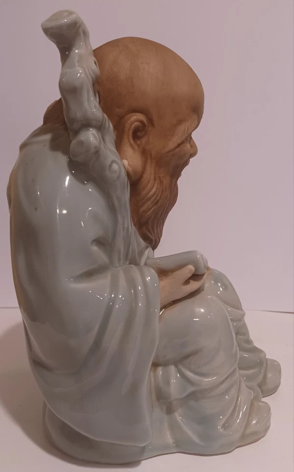 复古 God Jurojin 日本 Kutani Ware 陶瓷雕像 9 英寸高 — 第 4/4 张图片