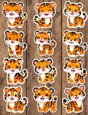 Cute Cartoon Tiger Die Cut Vinyl Stickers Set Scrapbooking Laptop WaterBottle