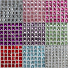 4mm SQUARE Rhinestone Diamante Stick On Self Adhesive BLING GEMS Clear Pink Blue