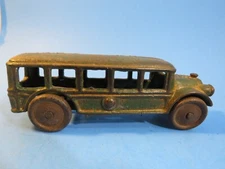 1920s Williams Cast Metal Toy Bus Metal Wheels Green, Military?, USA