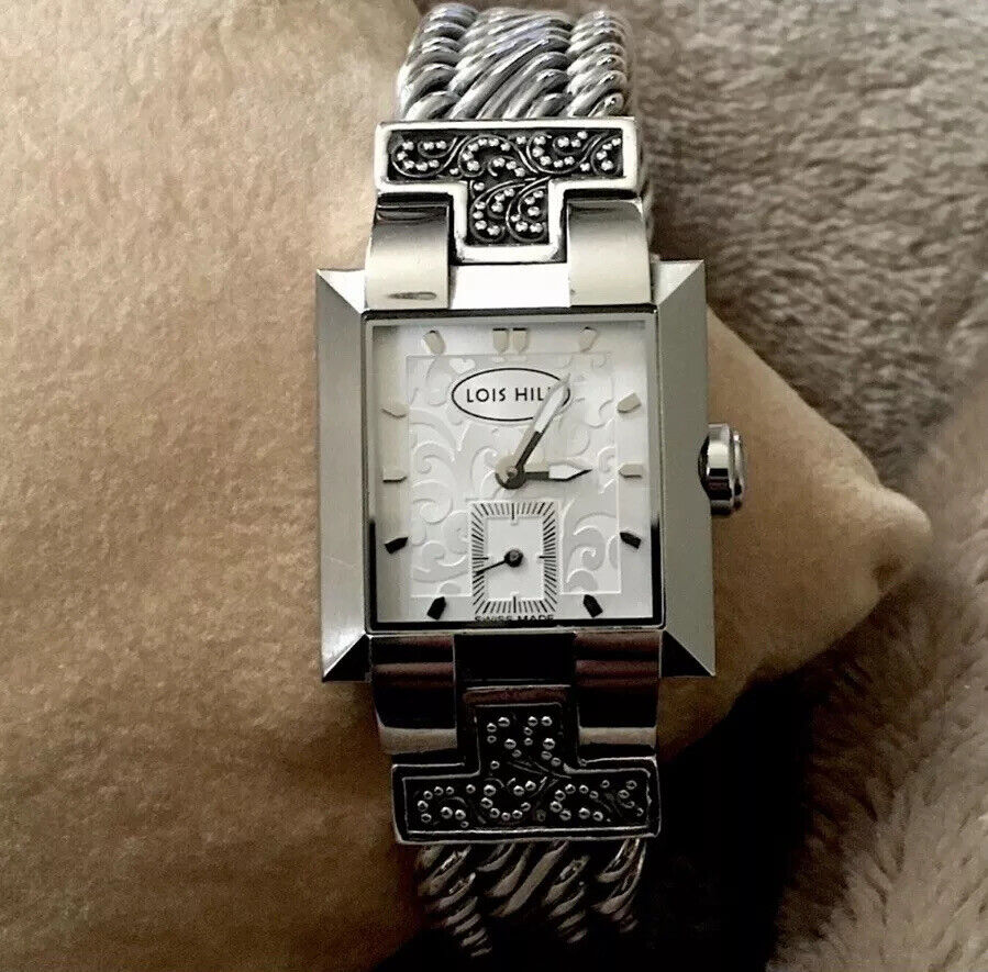 Lois Hill Watch Sterling Silver Bracelet White Face SWISS Watch LH 0002