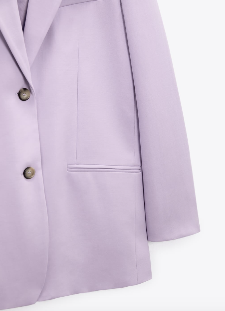 ZARA WOMEN NEW STRAIGHT CUT BLAZER JACKET PURPLE LILAC XS S