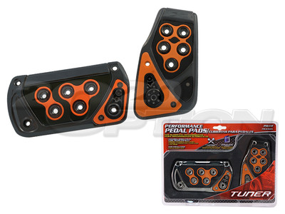 GUNMETAL ORANGE AUTOMATIC BRAKE GAS PEDAL PADS FOR RODEO MIATA MX5 RX7 RX8 CX5