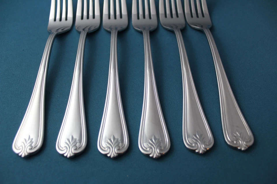 6 обеденных вилок Lenox BUTLERS GOURMET 18/10 Plume China 8 1/8 дюйма - Изображение 2 из 4