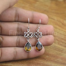 Bear Quartz Earring 925 Sterling Silver Earring Faceted Top Gemstone Earring