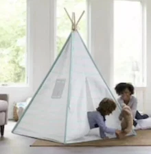 Teepee Play Tent with Wood Poles Teal (NIB)
