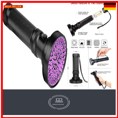 Veetop UV-Flashlight mit 100 LED und 395nm Ultraviolett-Blackslicht für Urin-...
