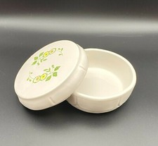 Vintage Federalist White Covered Trinket Box Ashtray Flowers HTF Made In The USA