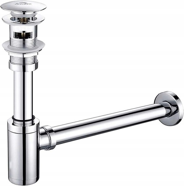 Siphon Waschbecken Ablaufgarnitur Edelstahl Geruchsverschluss Mit ÜBerlauf Kork-image
