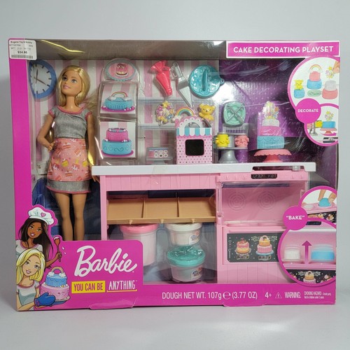 Barbie Cake Decorating Playset, Blonde Doll, Baking Island with Oven