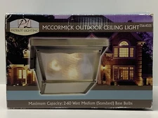 Mccormick Outdoor Ceiling Light Antique Brass Finish Clear Textured Glass