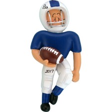 Personalized Christmas Ornament - Male Football Player in Blue Uniform