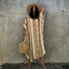 Dress Print Bohemia Caftan Moroccan Robe Retro-fashion Cotton Home Wearing