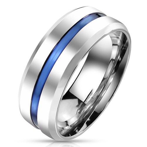 His Her Silver Steel TRIO Wedding Ring Set - Picture 7 of 7