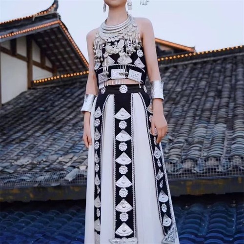 Miao Traditional Clothing Women Evening Dress Dance Costume Singer Performance - Picture 10 of 35