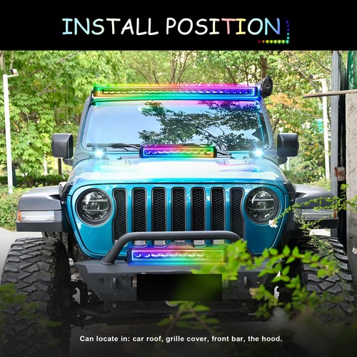52” 300W Curved LED Light Bar RGB Halo Offroad Flood&Spot+Wiring Kit For ATV - Picture 7 of 9