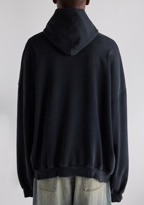 I love Paris & Balenciaga Hoodie Large Fit In Black Faded