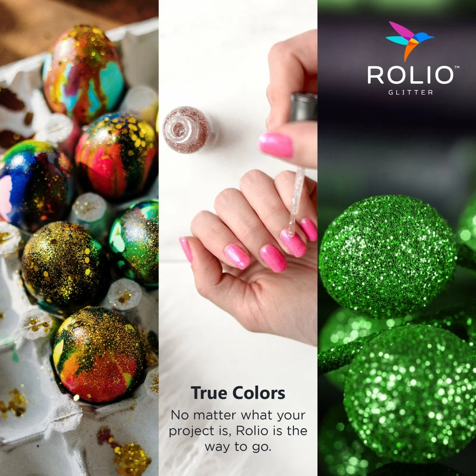 Brillos artesanales holográficos vibrantes ROLIO - 12 frascos 180 gramos de resina, maquillaje Foto 4 de 4