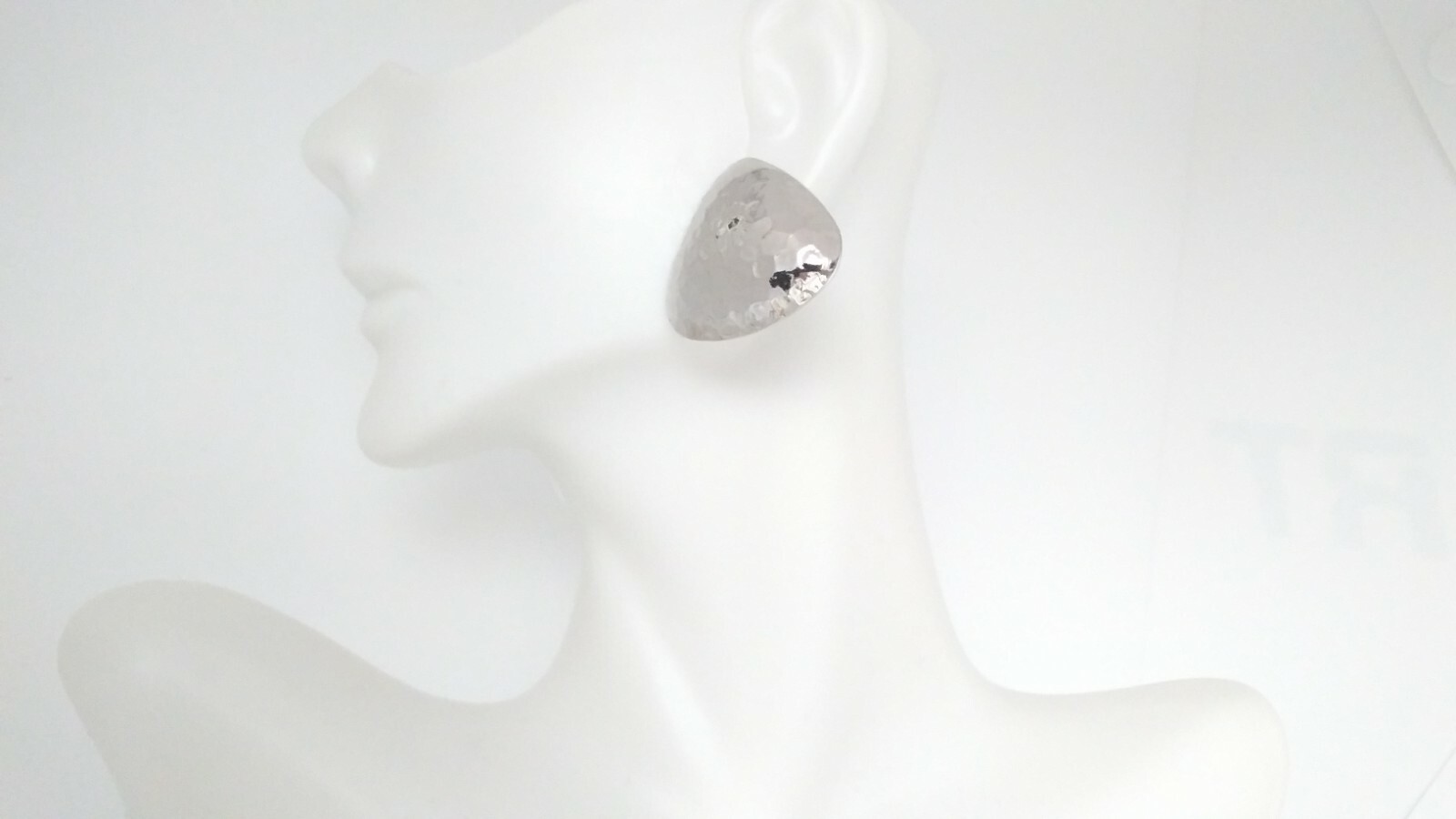 Hammered Triangular Earrings Silver Tone Metal - image 5