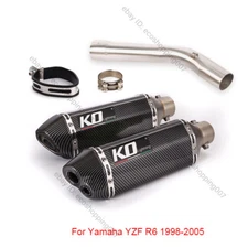 For Yamaha YZF R6 1998-2005 Exhaust Mid Connection Pipe 51mm Muffler Tips Baffle