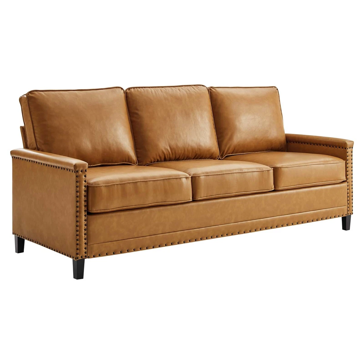 Nailhead Trim Leather Sofa Baci Living Room
