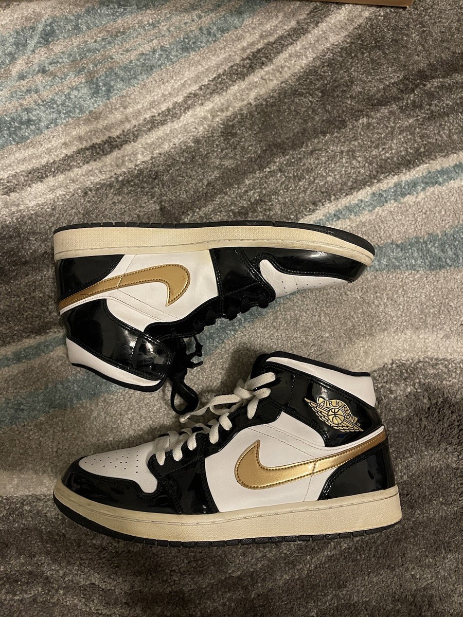 Size 10 - Jordan 1 Mid Patent Black Gold 2019 | eBay display picture 3