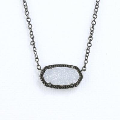 NWT Kendra Scott Elisa White Iridescent Drusy Short Necklace