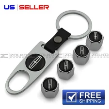 VALVE STEM CAPS + KEYCHAIN WHEEL TIRE SILVER - US SELLER