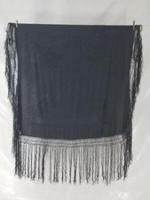 Antique Chinese Hand Embroidered Silk Floral Piano Shawl 42x41 inches