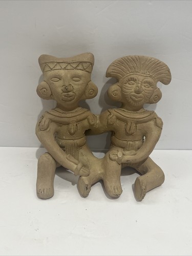 Azteken Maya Mexikanische Volkskunst Terrakotta Ton Ein Paar Figur - Bild 1 von 9