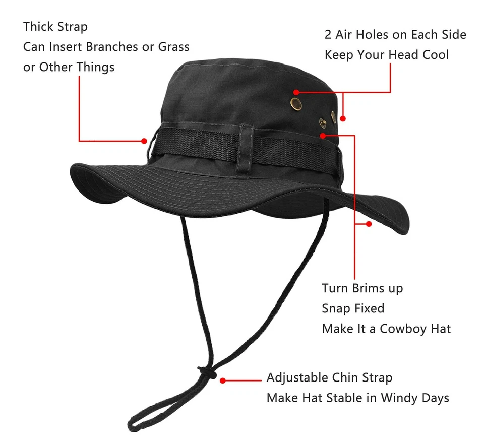 Hombres Mujeres Verano Cubo Boonie Sombrero Cuello Cubierta Solapa Sol Ala Ancha Exterior Gorra Foto 3 de 4