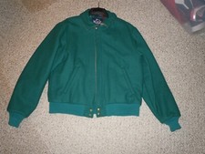 VTG. 80'S WOMEN'S WOOLRICH GREEN WOOL BOMBER JACKET/ PLAID LINED SZ LARGE USA