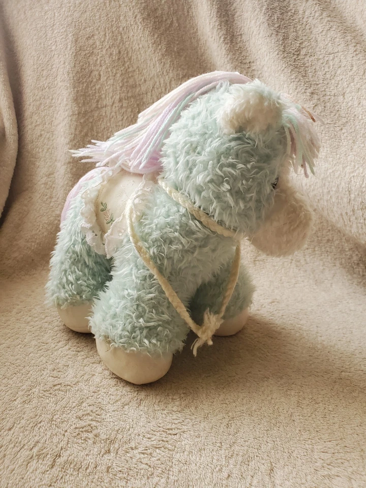 First & Main Precious Pony Pastel Blue Yarn Mane Tail Vinyl Feet Saddle Rattle - Image 2 of 4