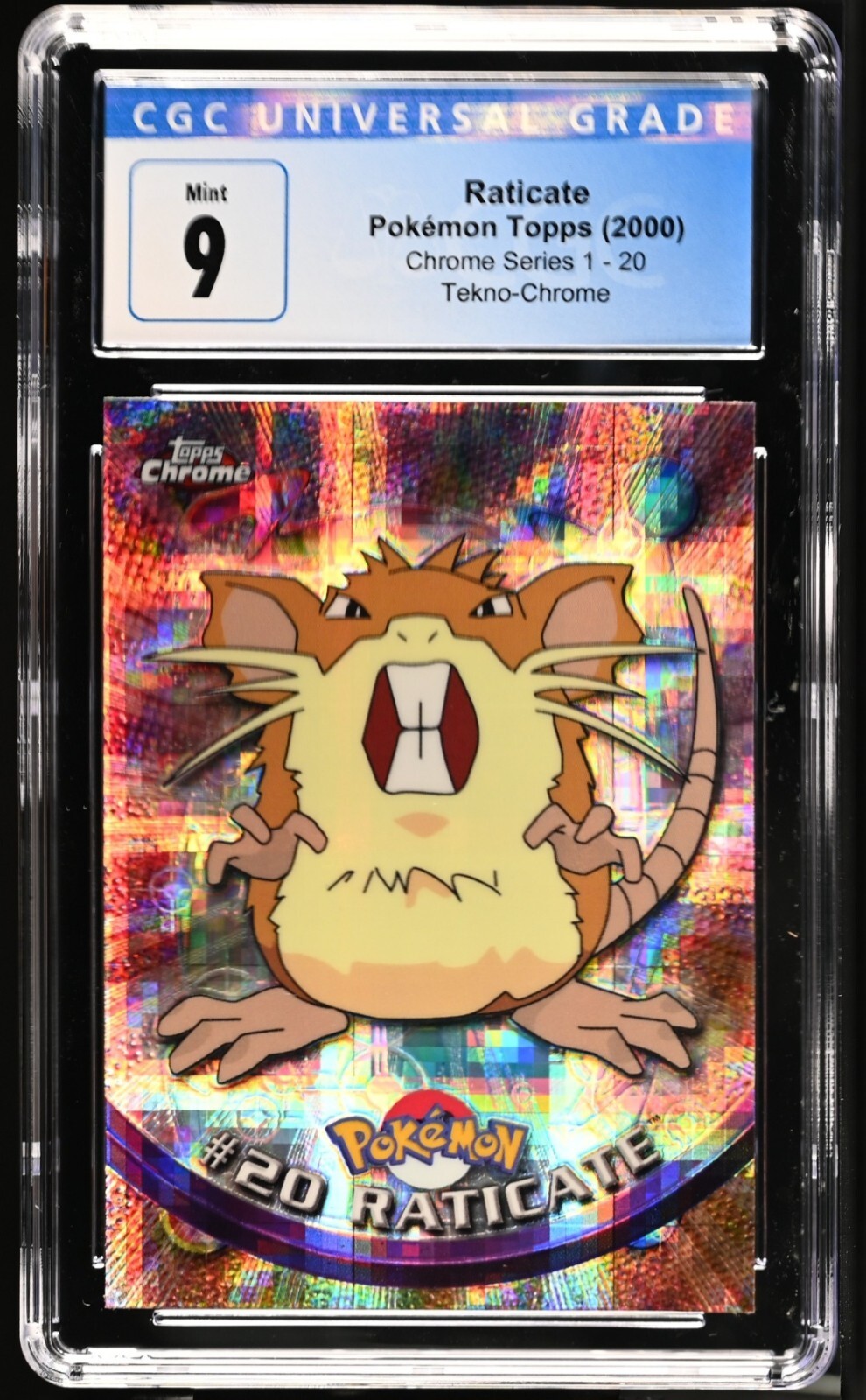 Pokemon Card Raticate #20 Tekno Topps Chrome Series 1 CGC 9 ( POP 1 )