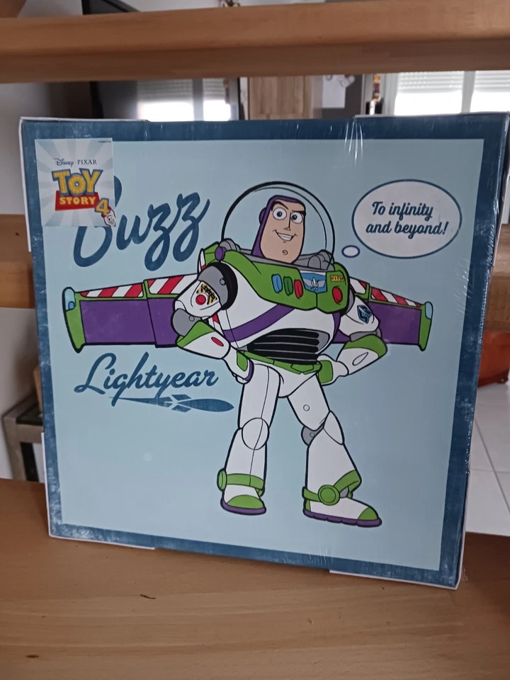 Toile  art vintage Story 4 Buzz l'Éclair 28×28 cm disnez pixar  NEUF  sous film - Photo 1/4