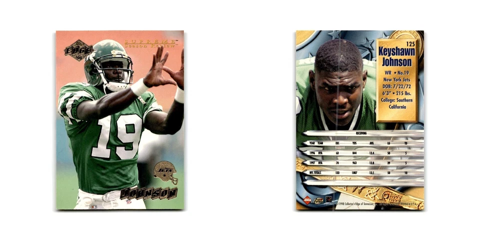 Keyshawn Johnson 1998 Collector's Edge Supreme Season Review #125 Jets NM - Image 3 of 3