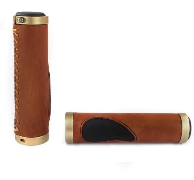 Poignee velo montegrappa 0013 125mmlock on double cuir gris (pr