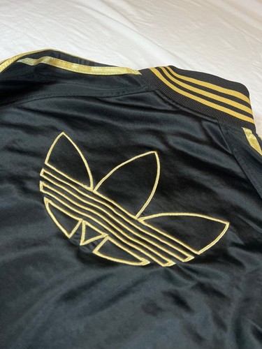 Adidas Originals Track Jacket Zip Firebird Black Gold Stripe Men Size S Trefoil - Picture 16 of 24