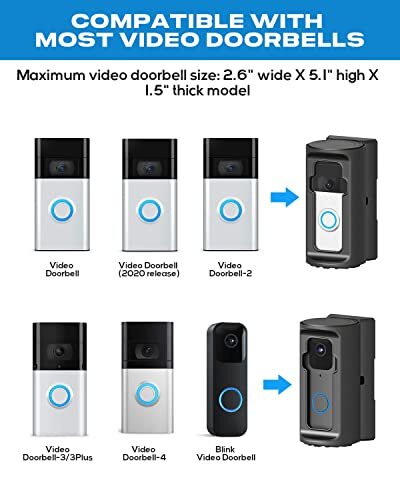 Anti-Theft Video Doorbell Mount,Adjustable 360° Degree Doorbell Angle No-Drill - Picture 3 of 7