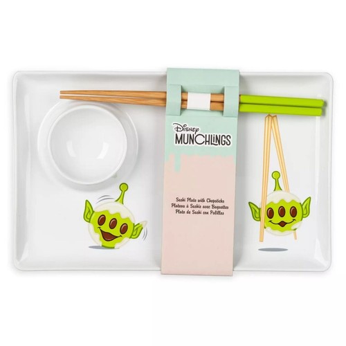 Disney Parks Munchlings Toy Story Alien Sushi Plate and Chopsticks LGM Mochi - Picture 2 of 2